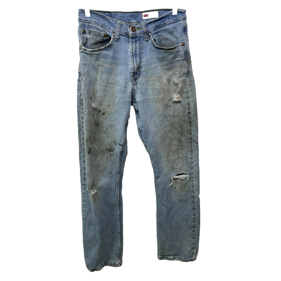 Wrangler Thrashed Jeans Mens 29x30 Blue Light Wash Relaxed Boot Western Cowboy - Picture 1 of 14